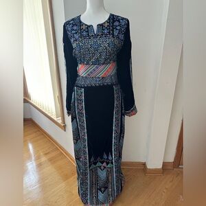 Elegant Black and Multicolor Embroidered Dress